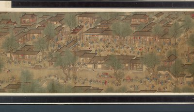 Festival di primavera sul fiume (dettaglio), rotolo a mano da Qing Dynasty Chinese School